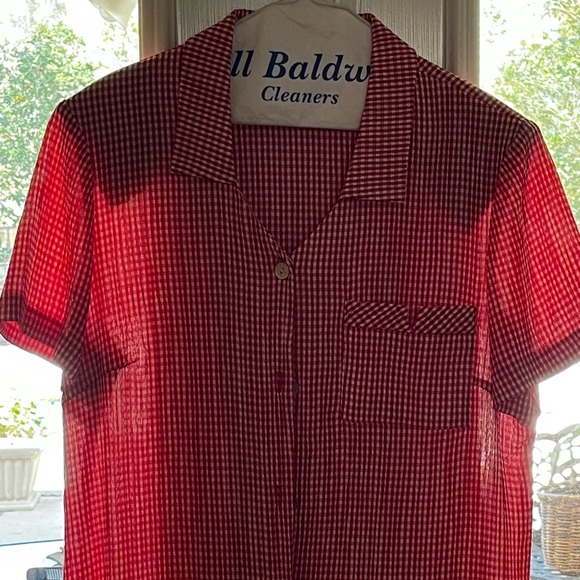 Talbots Red and White Gingham Maxi Shirt Dress - Picture 5 of 10